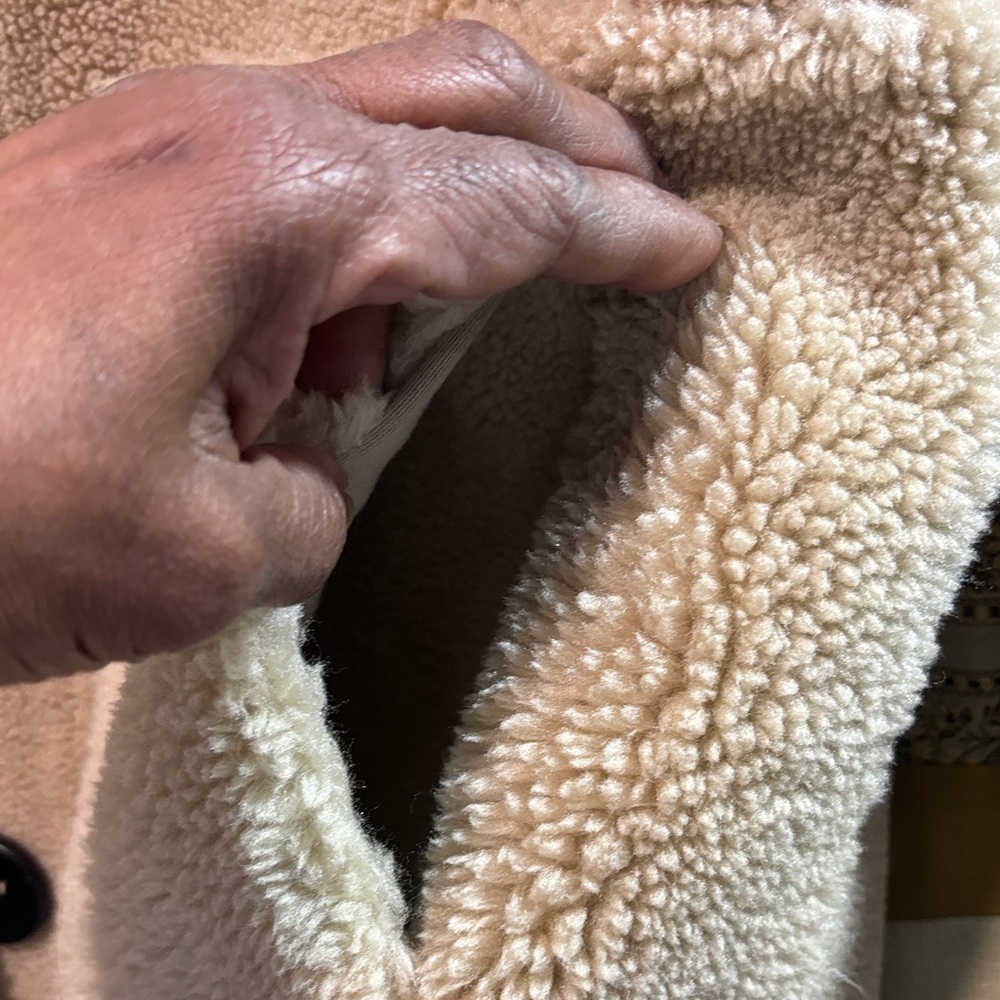 Women's Tan Sherpa Coat - Picture 4 of 5